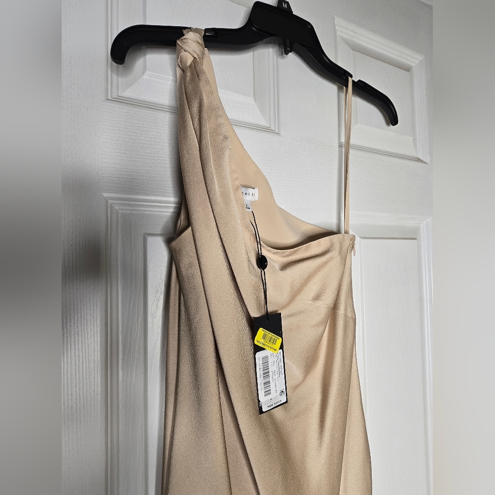 NWT! GIANNI BINIElegant One-Shoulder Cream Dress. Sz. 2